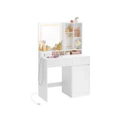 Rootz Dressing Bord med LED -belysning - Vanity - Makeup -bord - Hvid finish - 40 x 90 x 138 cm