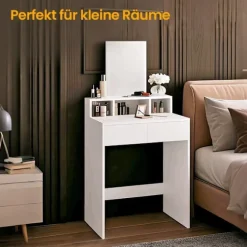 Rootz Dressing Bord med spejl - Frisørstabel - Vanity Desk - Rummelig opbevaring - 40 x 60 x 127 cm
