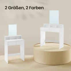 Rootz Dressing Bord med spejl - Frisørstabel - Vanity Desk - Rummelig opbevaring - 40 x 60 x 127 cm