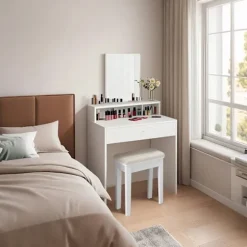 Rootz Dressing Table - Hairressing Table - Makeup Vanity - Stilfuld opbevaring - 80 cm x 40 cm x 140 cm