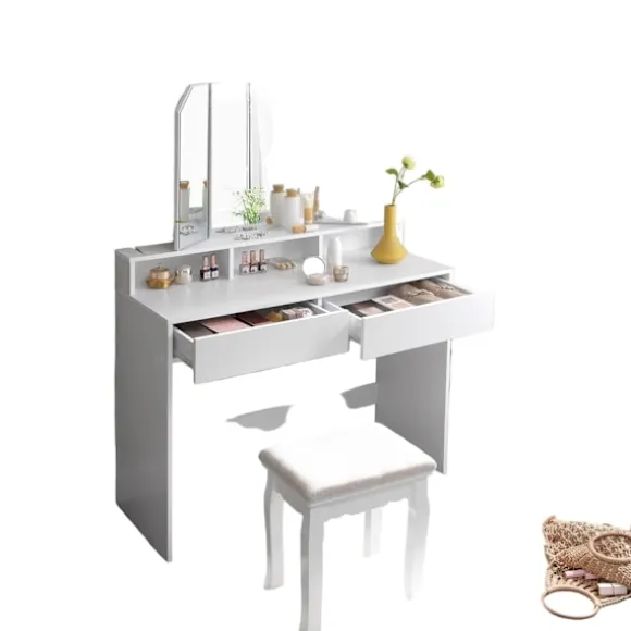Rootz Dressing Table - Vanity Table - Makeup Organizer - Rigelig lagerplads - 100 cm x 40 cm x 142 cm