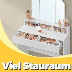 Rootz Dressing Table - Vanity Table - Makeup Organizer - Rigelig lagerplads - 100 cm x 40 cm x 142 cm
