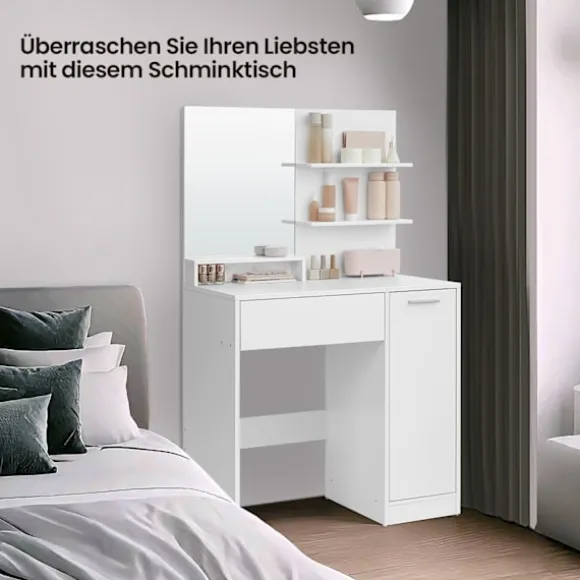 Rootz Dressing Table Set - Vanity Table - Beauty Desk - Ample Storage - 80 cm x 40 cm x 132 cm
