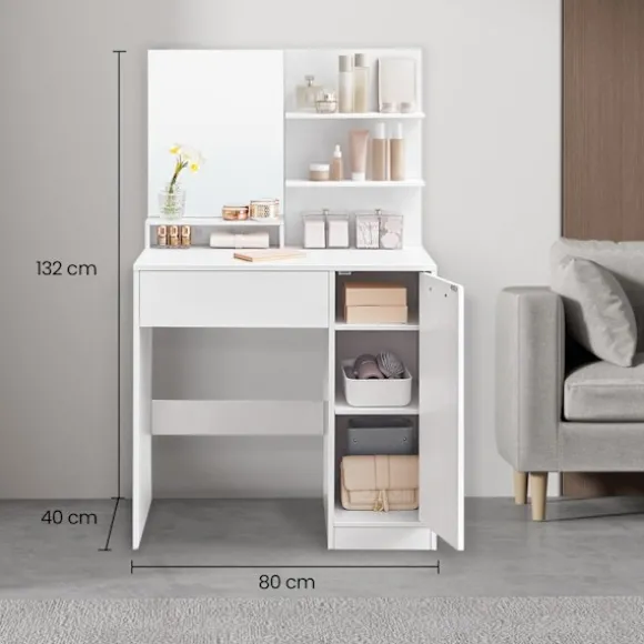 Rootz Dressing Table Set - Vanity Table - Beauty Desk - Ample Storage - 80 cm x 40 cm x 132 cm