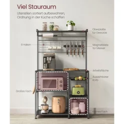 Rootz Ebony-Black Kitchen Bager's Rack - Opbevaringsstativ - Organizer - Spånplade og stål - 42cm x 90cm x 167,3cm - Heavy Duty - Multifunktionel - Pl | Fyndiq