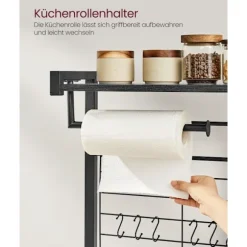 Rootz Ebony-Black Kitchen Bager's Rack - Opbevaringsstativ - Organizer - Spånplade og stål - 42cm x 90cm x 167,3cm - Heavy Duty - Multifunktionel - Pl | Fyndiq