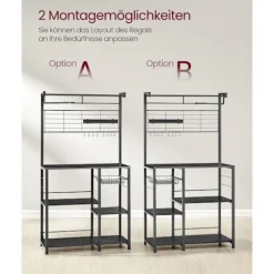 Rootz Ebony-Black Kitchen Bager's Rack - Opbevaringsstativ - Organizer - Spånplade og stål - 42cm x 90cm x 167,3cm - Heavy Duty - Multifunktionel - Pl | Fyndiq