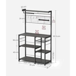 Rootz Ebony-Black Kitchen Bager's Rack - Opbevaringsstativ - Organizer - Spånplade og stål - 42cm x 90cm x 167,3cm - Heavy Duty - Multifunktionel - Pl | Fyndiq