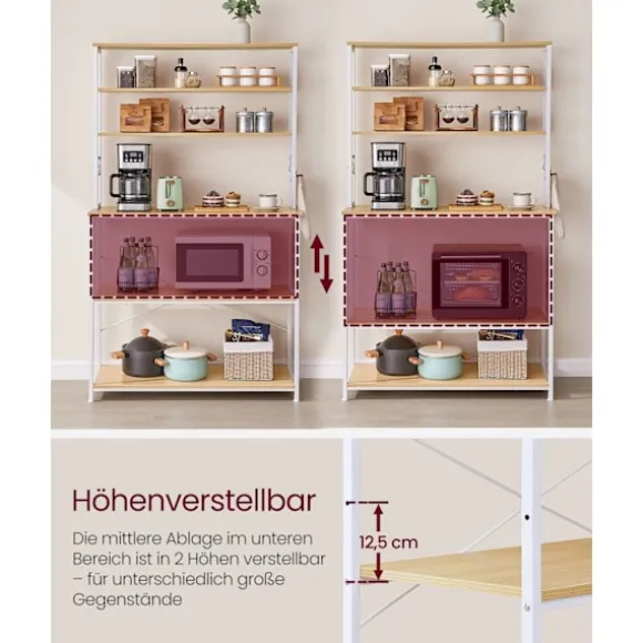 Rootz Eg Hvid kagerol - Køkkenarrangør - Opbevaringshylde - Spånplade og stål - 40 cm x 100 cm x 167 cm - Kraftig - Nem montering - Anti-tip funktion | Fyndiq