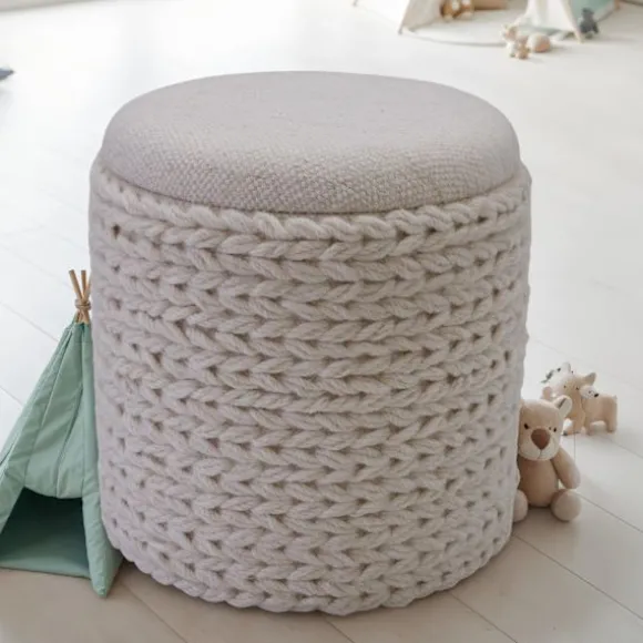 Rootz Elegant Boho sædeskammel - osmannisk - Fodstøtte - Alsidig opbevaring - 45 cm H x 40 cm Grå