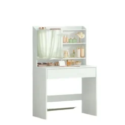 Rootz Elegant Dressing Table - Friction Table - Vanity Table - Inkluderer Mirror & skuffe - Træchipboard - 70 cm x 40 cm x 136 cm