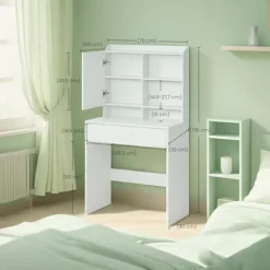 Rootz Elegant Dressing Table - Friction Table - Vanity Table - Inkluderer Mirror & skuffe - Træchipboard - 70 cm x 40 cm x 136 cm