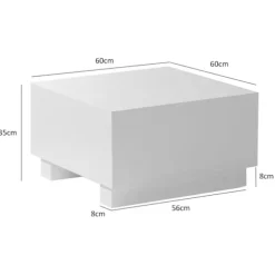 Rootz Elegant Sofabord - Kubebord - Højglans finish - Hvid - Fjernbetjeningsopbevaring - Alsidigt design - 60 cm x 60 cm x 35 cm