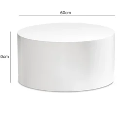 Rootz Elegant Sofabord - Rundt bord - Højglans finish - Hvid - Fjernbetjeningshylde - Brug til flere rum - Gulvbeskyttelse - 60 cm x 60 cm x 30 cm