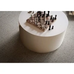 Rootz Elegant Sofabord - Rundt bord - Højglans finish - Hvid - Fjernbetjeningshylde - Brug til flere rum - Gulvbeskyttelse - 60 cm x 60 cm x 30 cm