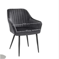 Rootz Elegant spisestol - lænestol - fløjlsæde - komfortpolstring - 62,5 cm x 60 cm x 85 cm - Understøtter op til 110 kg