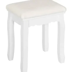Rootz Elegant White Makeup Taburet - Forfængelighedssæde - Omklædningsstol - Komfortabelt fløjlsbetræk - Alsidig brug - Holdbar konstruktion - 38cm x | Fyndiq