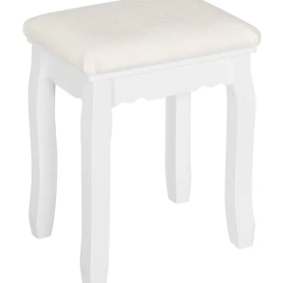 Rootz Elegant White Makeup Taburet - Forfængelighedssæde - Omklædningsstol - Komfortabelt fløjlsbetræk - Alsidig brug - Holdbar konstruktion - 38cm x | Fyndiq