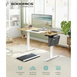 Rootz Elektrisk stående skrivebord - Justerbart skrivebord - Sit Stand Skrivebord - Spånplade stålramme - 60 cm x 140 cm x (72-120) cm - Pastel Gul-Ba | Fyndiq