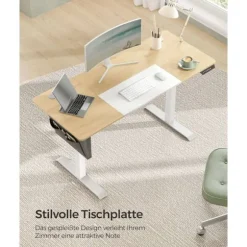 Rootz Elektrisk stående skrivebord - Justerbart skrivebord - Sit Stand Skrivebord - Spånplade stålramme - 60 cm x 140 cm x (72-120) cm - Pastel Gul-Ba | Fyndiq