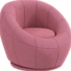 Rootz enkeltsofaer - Accentstol - Rundt design - Plys drejestol - Moderne charme - Solid træramme - Pink - 60L x 56W x 48H cm