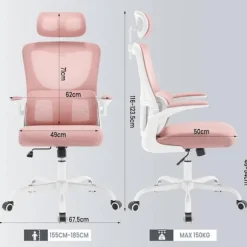 Rootz Ergonomic Office Chair - Mesh drejestol - Computerstol - Lændestøtte - Justerbar nakkestøtte - 62cm x 116-123,5cm x 69,5cm