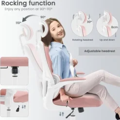 Rootz Ergonomic Office Chair - Mesh drejestol - Computerstol - Lændestøtte - Justerbar nakkestøtte - 62cm x 116-123,5cm x 69,5cm