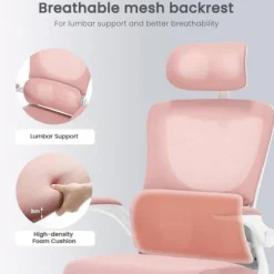 Rootz Ergonomic Office Chair - Mesh drejestol - Computerstol - Lændestøtte - Justerbar nakkestøtte - 62cm x 116-123,5cm x 69,5cm