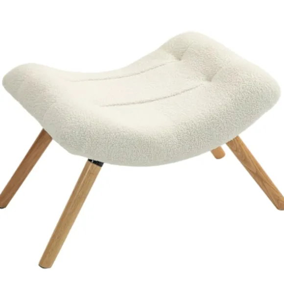 Rootz fleece dækket fodskammel - osmannisk - polstret afføring - blød komfort - 60,5 cm x 45 cm x 38 cm hvid
