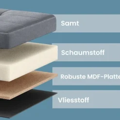 Rootz fløjlsopbevaring sæde - sammenfoldelig siddebryst - osmannisk bænk - 89L kapacitet - 38 x 76 x 38 cm