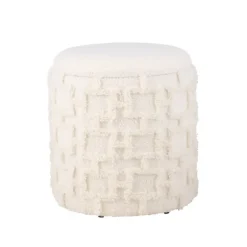 Rootz fluffy stoftaburet - Elegant siddeplads - Hvidt polstring - Komfortabel siddeplads - 45 cm x 40 cm x 45 cm
