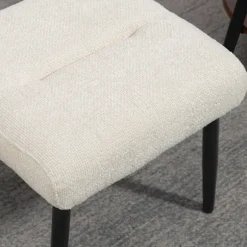 Rootz fodskammel - osmannisk, puf - Chenille polstret skammel - Stålben, blød pude, behagelige siddepladser - 45 x 41 x 38 cm, hvid