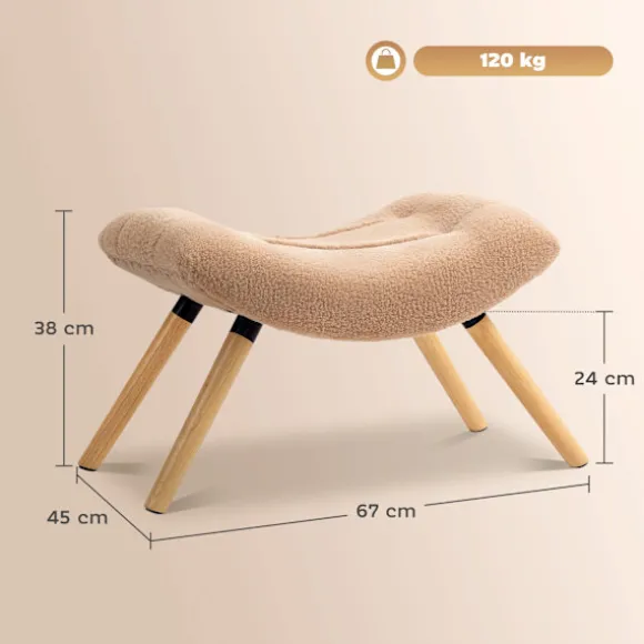 Rootz fodskammel - osmannisk - Polstret sæde - Hyggelige siddepladser - 67 cm x 45 cm x 38 cm - Brunt fleecebetræk med træben