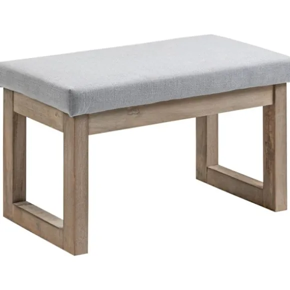 Rootz Fodskammel - Scandi Design - Taburet - Fodskammel - Polstret bænk - Gummitræ - Grå + Natur - 68 cm x 38 cm x 42 cm