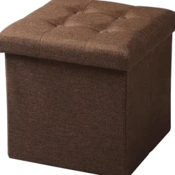 Rootz foldbar opbevaringsskammel - osmannisk bænk - Kompakt skammel - MDF E1-struktur - Åndbar linned - 37,5 cm x 38 cm x 37,5 cm