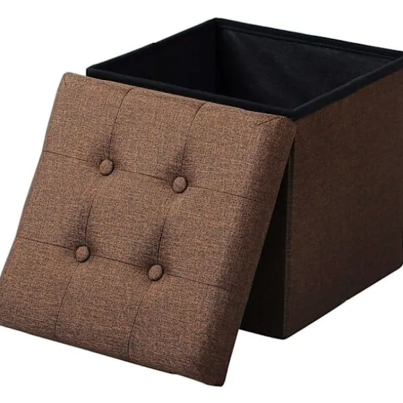 Rootz foldbar opbevaringsskammel - osmannisk bænk - Kompakt skammel - MDF E1-struktur - Åndbar linned - 37,5 cm x 38 cm x 37,5 cm