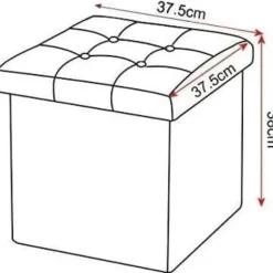 Rootz foldbar opbevaringsskammel - osmannisk bænk - Kompakt skammel - MDF E1-struktur - Åndbar linned - 37,5 cm x 38 cm x 37,5 cm