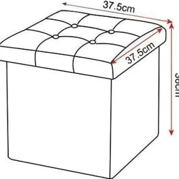 Rootz foldbar opbevaringsskammel - osmannisk bænk - Kompakt skammel - MDF E1-struktur - Åndbar linned - 37,5 cm x 38 cm x 37,5 cm