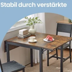 Rootz Foldbart spisebord - Køkkenbord - Rumbesparende bord - Vintage Brown Black - 120 x 78 x 76,2 cm