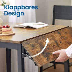 Rootz Foldbart spisebord - Køkkenbord - Rumbesparende bord - Vintage Brown Black - 120 x 78 x 76,2 cm