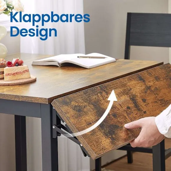 Rootz Foldbart spisebord - Køkkenbord - Rumbesparende bord - Vintage Brown Black - 120 x 78 x 76,2 cm