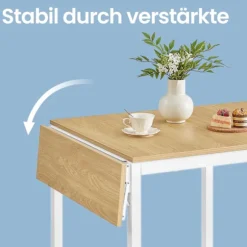 Rootz Foldbart spisebord - Køkkenbord - Rumbesparende bord - Ideel til små værelser - 78 cm x 120 cm x 76,2 cm