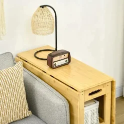 Rootz Foldebord - Spisebord - To foldbare sider - To hylder - Justerbare fødder - Bambus - 149,5 x 80 x 73,5 cm