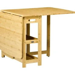 Rootz Foldebord - Spisebord - To foldbare sider - To hylder - Justerbare fødder - Bambus - 149,5 x 80 x 73,5 cm