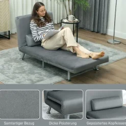 Rootz foldelænestol med sengefunktion - Cabriolet stol - Velvet Sleeper - Pladsbesparende komfort - 75 x 70 x 75 cm - Grå