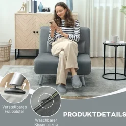Rootz foldelænestol med sengefunktion - Cabriolet stol - Velvet Sleeper - Pladsbesparende komfort - 75 x 70 x 75 cm - Grå