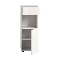 Rootz Freestanding Cabinet - Badeværelsesopbevaringsenhed - Hvid glansskab - Slank design - 38x106x34 cm