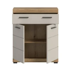 Rootz Freestanding Cabinet - Storage Unit - Organizer - Ample Storage - 74x88x31cm - Evoak Oak & Cashmere Imitation MDF Front