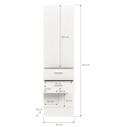 Rootz Garderobepanel - Coat Rack - Hallway Storage - Rumbesparende design - 52x190x36 cm