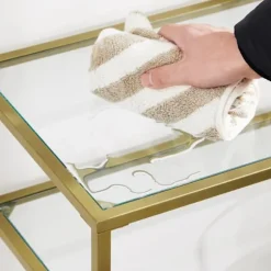 Rootz Gold konsolbord - metalglas entrébord - sofabord - 20 kg Max belastningskapacitet - 100 cm x 35 cm x 80 cm
